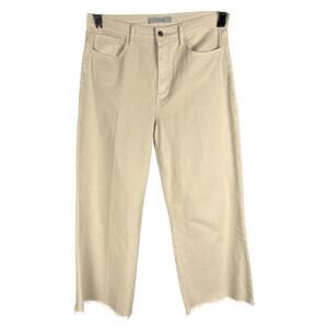 Women's Joe's Jeans High-Rise Clay Tan Fringe Cuff Wide Leg Pants - 33